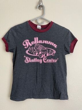 Vintage 1980s Rollerskating T-Shirt Ringer Tee Rollerama 1985 Medium Acme NYC